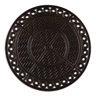 5pc Outdoor Dining Set With 34" Aluminum Round Basket Weave Design Fire Table, Deep Seating Swivel Rocking Chairs & Covers - Oakland Living - Image 4