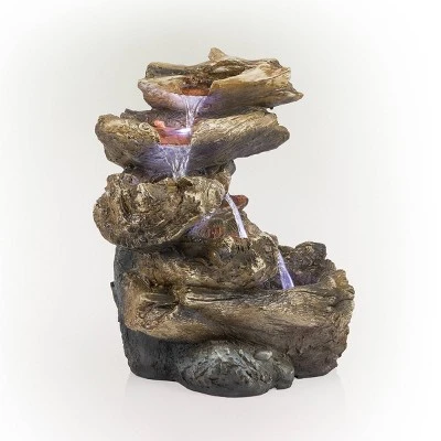22" Rainforest Five Tier Fountain With LED Lights Gray - Alpine Corporation - Image 3