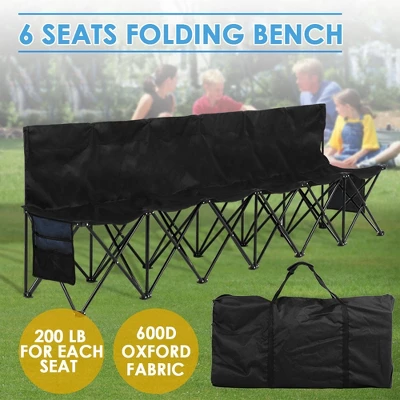 Yaheetech 6 Seats Portable Folding Bench For Sports Camping - Image 6