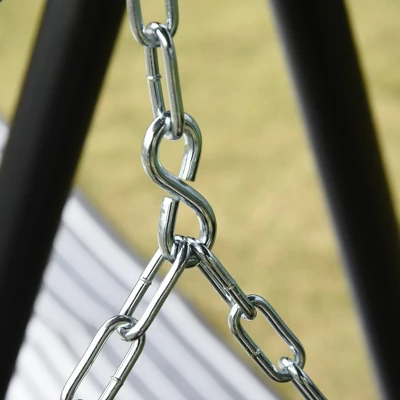 Outsunny 2-Seater Hanging Porch Swing Outdoor Patio Swing Chair Seat With Slatted Build And Chains, 440lbs Weight Capacity - Image 5