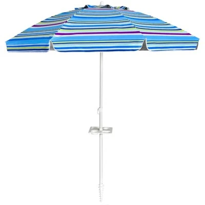 7.2' X 7.2' Portable Sunshade Beach Umbrella With Sand Anchor And Carry Bag - Wellfor - Image 6
