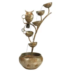 Design Toscano Whooo's Watching Owl Cascading Metal Sculptural Fountain - Silver