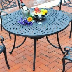 Sedona 46" Outdoor Round Dining Table - Black - Crosley