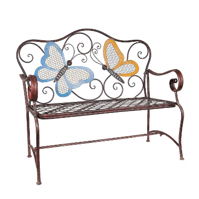 Butterfly Metal Bench Brown - Alpine Corporation - Image 2