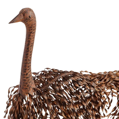 45" X 22" Outdoor Metal Peaking Standing Ostrich Statue Brown - Alpine Corporation - Image 5