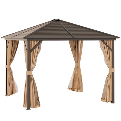 Outsunny 10x10 Hardtop Gazebo With Aluminum Frame, Permanent Metal - Image 7