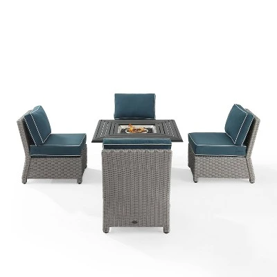 Crosley 5pc Bradenton Steel Outdoor Patio Fire Pit Furniture Set With Armless Chairs - Image 6