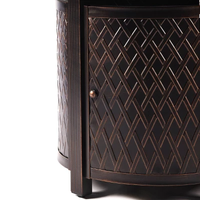 5pc Outdoor Dining Set With 34" Aluminum Round Weave Design Fire Table, Deep Seating Swivel Rocking Chairs & Covers - Oakland Living - Image 7