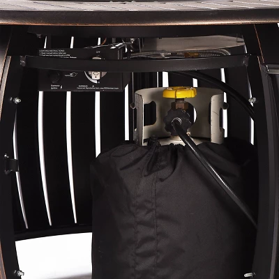 5pc Set With 44" Outdoor Aluminum Round Fire Table & 4 Deep Seating Swivel Rocking Chairs & Wind Blocker Lid - Oakland Living - Image 9