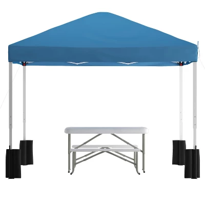 Emma And Oliver Portable Tailgate And Camping Set With Pop Up Event Canopy Tent With Wheeled Case And Folding Table With Benches Set - Image 10