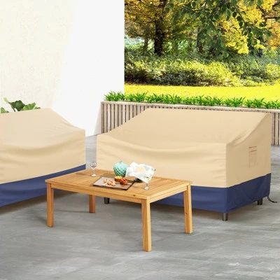 Costway Patio 60''x43'' 2-Seater Bench Loveseat Deep Sofa Cover Waterproof Handle Air Vent - Image 3