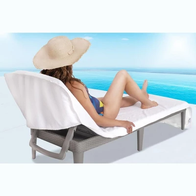 American Soft Linen Chaise Lounge Covers With Pocket, 100% Cotton Pool Chair Lounge Towel, 86"x30" Oversized Beach And Pool Towel - Image 8