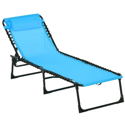 Outsunny Outdoor Folding Chaise Lounge Chair Portable Lightweight Reclining Garden Sun Lounger With 4-Position Adjustable Backrest For Patio, Deck, And Poolside - Image 9