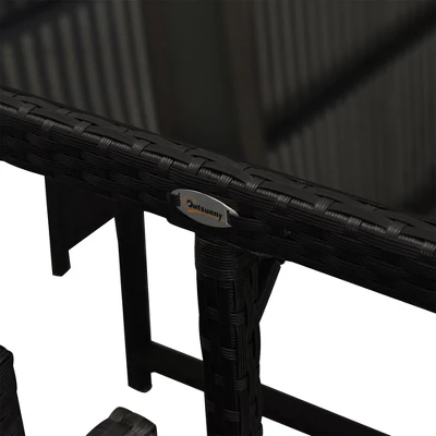 Outsunny 9 Piece Patio Wicker Dining Sets, Space Saving Outdoor Sectional Conversation Set, With Dining Table, Ottoman - Image 6