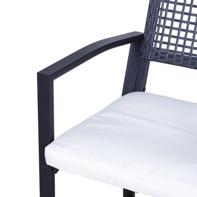 Outsunny 3PCS Patio Bar Set With Soft Cushion, Rattan Wicker Outdoor Furniture Set For Backyards, Lawn, Deck, Poolside - Image 6