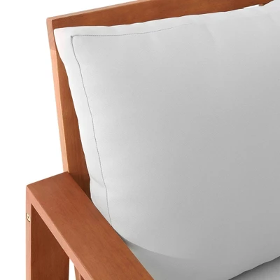 Grafton Eucalyptus 3 Seat Outdoor Bench With Cushions - Gray/Natural - Alaterre Furniture - Image 7