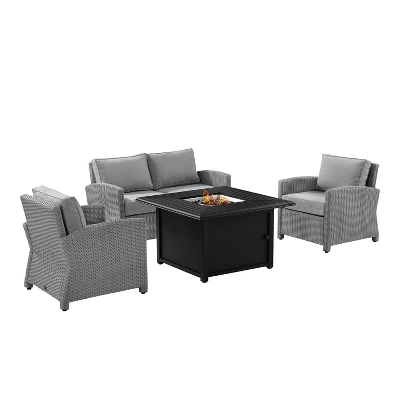 Bradenton 4pc Wicker Seating Set With Fire Table - Crosley - Image 16