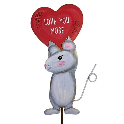 Home & Garden Love Mice Set/2 - Two Garden Stakes 29.5 Inches - Valentine's Day Romance - V22009 - Metal - Gray - Image 2