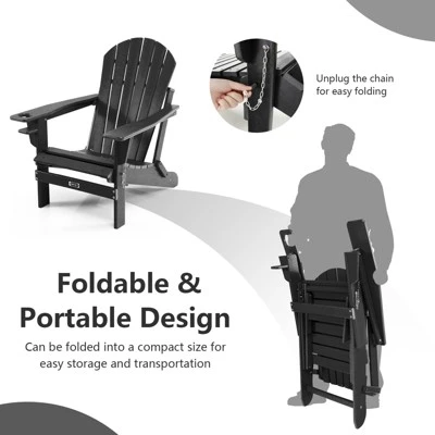 Tangkula Adirondack Chair W/Ergonomic Design&Ottoman Outdoor Armchair HDPE Chair For Yard&Patio Black/Coffee/Grey/Turquoise/White - Image 4