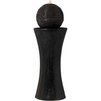 John Timberland Dark Sphere Modern Zen Bubbler Pillar Outdoor Floor Water Fountain With LED Light 30" For Yard Garden Patio Home Deck Porch Exterior - Image 4