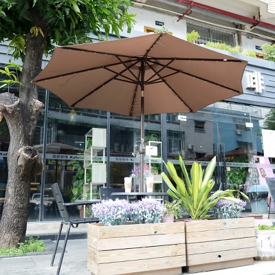 Nature Spring Patio Umbrella With LED Lights, 5-Position Vertical Tilt, 9' - Brown - Image 6