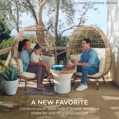 Best Choice Products Wicker Egg Chair Oversized Indoor Outdoor Patio Lounger W/ Steel Frame, 440lb Capacity - Image 5