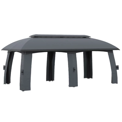 Outsunny 10' X 20' Patio Gazebo, Outdoor Gazebo Canopy Shelter With Netting & Curtains, Vented Roof, Steel Frame For Garden And Lawn - Image 6