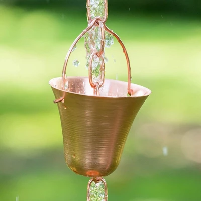 Marrgon Copper Rain Chain With Bell Style Cups For Gutter Downspout Replacement - Image 3
