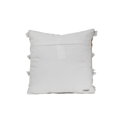 Orange Striped Hand Woven 18x18" Outdoor Decorative Throw Pillow With Hand Tied Fringe - Foreside Home & Garden