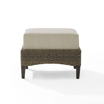 Rockport Outdoor Ottoman - Oatmeal/Light Brown - Crosley - Image 5