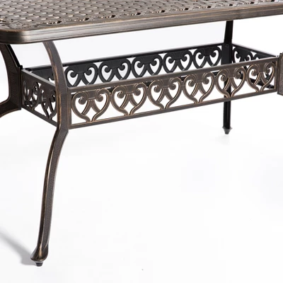 Gardenised Indoor And Outdoor Bronze Dinning Set 6 Chairs With 1 Table Bistro Patio Cast Aluminum. - Image 7