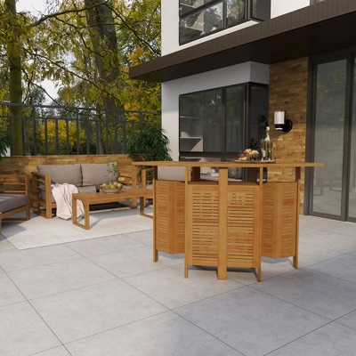 Patio Bar Table Teak - Olivia & May - Image 16