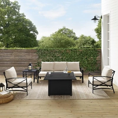 Kaplan 5pc Outdoor Sofa Set With Fire Table - Oatmeal - Crosley - Image 8