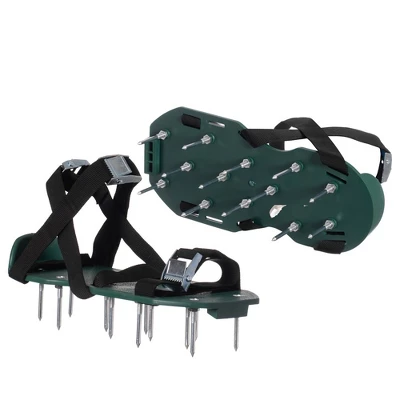Gardenised Lawn And Garden Aerator Spike Shoe With 3 Metal Buckle Straps, Green Spiked Sandal - Image 2