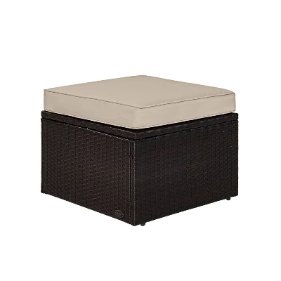Palm Harbor Outdoor Wicker Ottoman - Sand - Crosley - Image 3