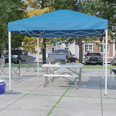 Flash Furniture 10'x10' Pop Up Event Canopy Tent With Carry Bag And Folding Bench Set - Portable Tailgate, Camping, Event Set - Image 3
