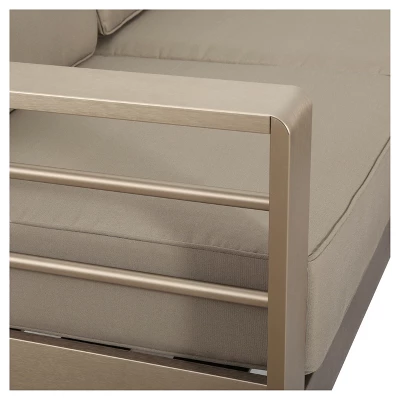 Salome 4pc Fabric Patio Chat Set - Khaki - Christopher Knight Home - Image 2