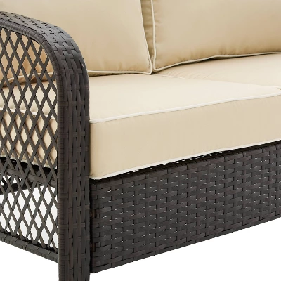Tribeca 4pc Outdoor Wicker Conversation Set - Sand/Brown - Crosley - Image 9