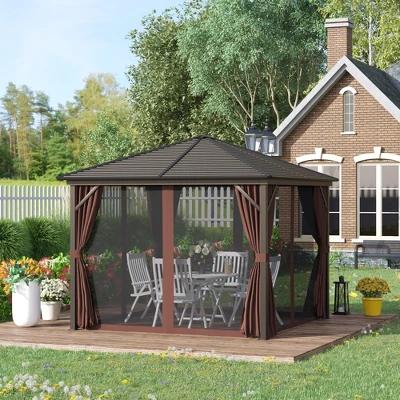Outsunny 10x10 Hardtop Gazebo With Aluminum Frame, Permanent Metal - Image 2
