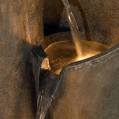 John Timberland Modern Sphere Curve Zen Outdoor Floor Water Fountain 39 1/2" With LED Light For Exterior Garden Yard Lawn - Image 2