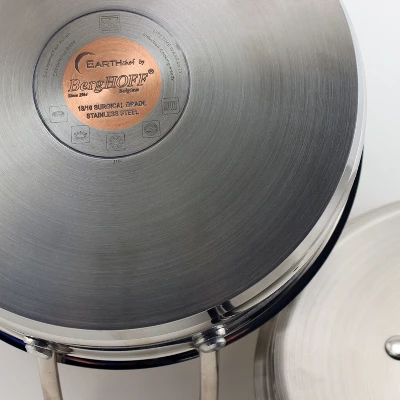 BergHOFF 18/10 Stainless Steel Deep Skillet 10" With Stainless Steel Lid, Silver - Image 2