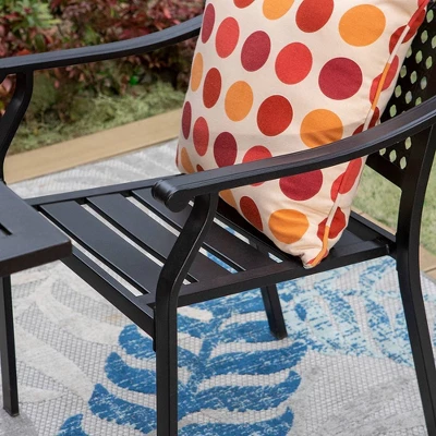 7pc Outdoor Dining Set With Chairs & Metal Table With Umbrella Hole - Captiva Designs - Image 6