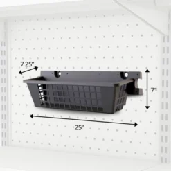 Suncast 25" X 7.25" X 7" Resin Shelf Basket Accessory With EZ Bolt Assembly For Select Outdoor Shed Storage Models, Black (2-Pack)