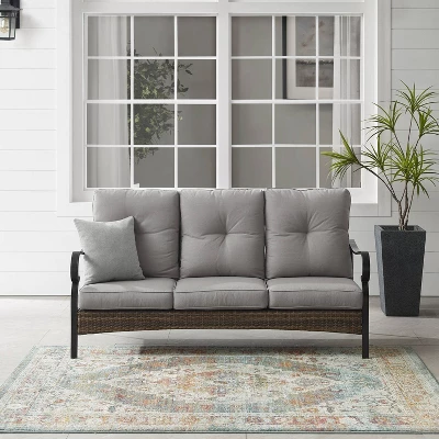Dahlia Outdoor Steel Sofa Taupe/Matte Black - Crosley - Image 2