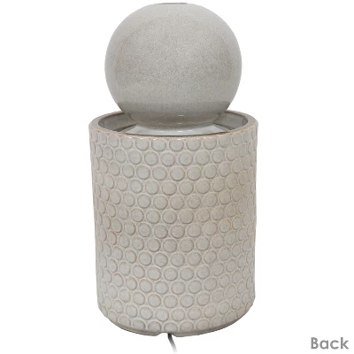Sunnydaze Decor Sunnydaze Modern Orb On Circle-Pattern Base Ceramic Outdoor Fountain With LED Lights, Gray - Image 4