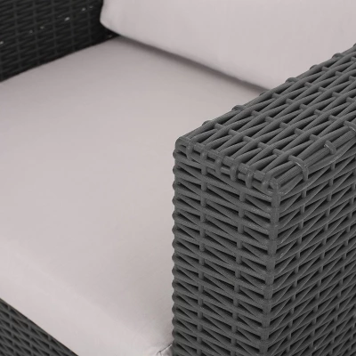 Waverly 8pc Faux Wicker Chat Set - Dark Gray/Gray - Christopher Knight Home - Image 3