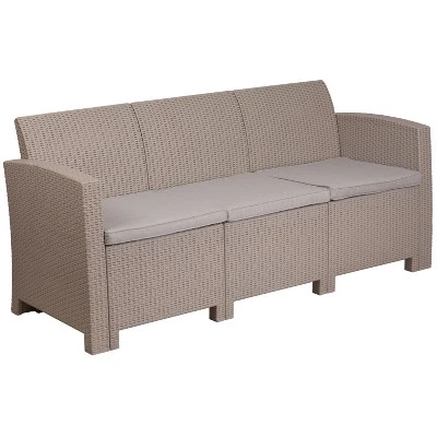 Flash Furniture Faux Rattan Sofa With All-Weather Cushions - Image 10