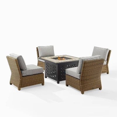 Bradenton 5pc Outdoor Wicker Armless Chair & Fire Table Set - Crosley - Image 18