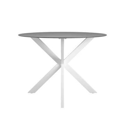 Circi Outdoor Round Dining Table With Glass Top - Black/White - CosmoLiving By Cosmopolitan - Image 3