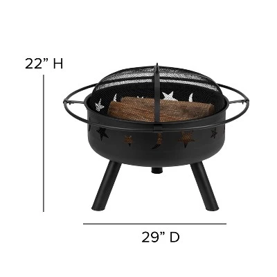 Merrick Lane Ayala 5 Piece Outdoor Leisure Set With Set Of 4 Poly Resin Adirondack Chairs And Star And Moon Iron Fire Pit - Image 8